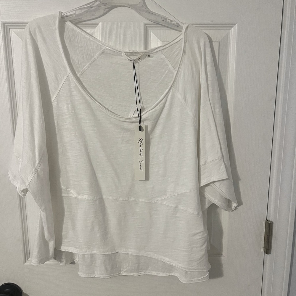 Mustard Seed casual layered white t-shirt, new with tags